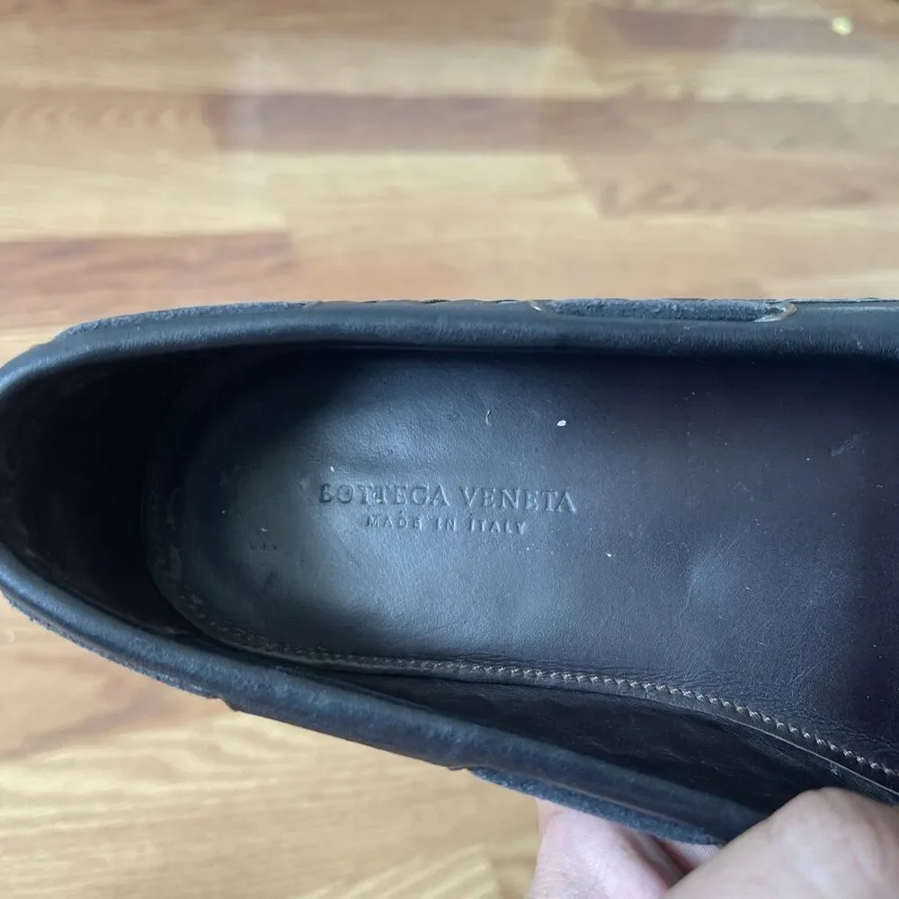 VTG Genuine BOTTEGA VENETA Intrecciato Black Woven Leather Loafers, Size 41.5